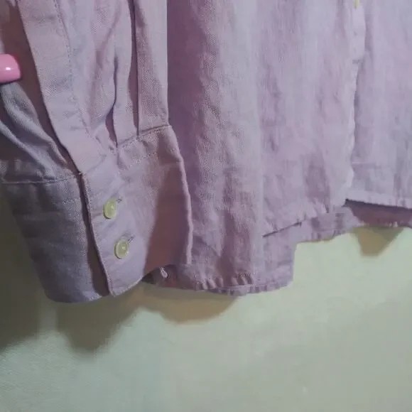 Talbots Pure Irish Linen Lavender Button Up Blouse Top Casual Vacation Size 4 - Picture 3 of 8